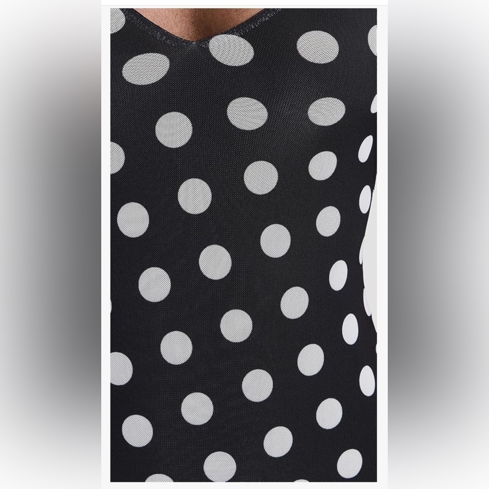 AFRM Black and White Polka Dot Spaghetti Strap Midi Dress.  Size L.  Sold out! - Picture 6 of 12